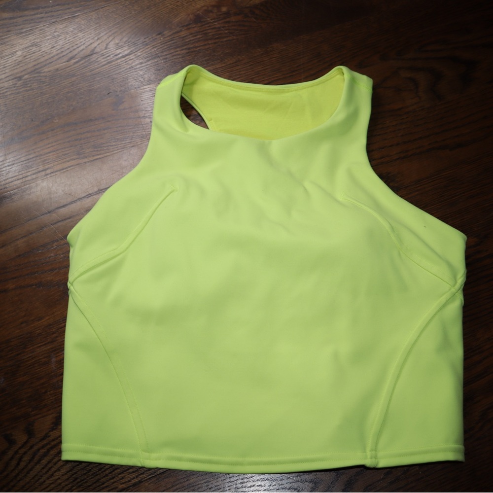 Lululemon wunder train tank high neck size 8 highlighter yellow